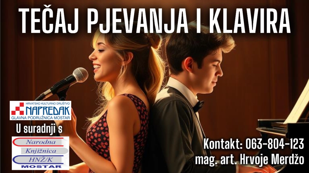 Napretkov tečaj pjevanja i klavira počinje 6. listopada