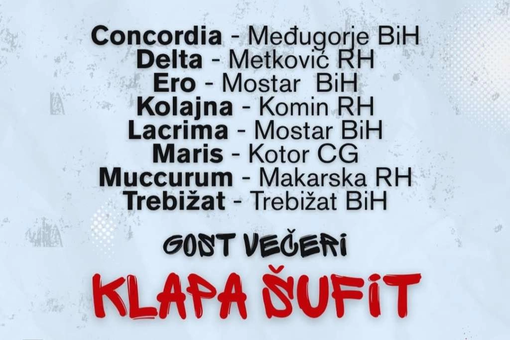 Međunarodni festival klapa 6. kolovoza u Trebižatu, gost večeri Klapa Šufit